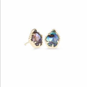 Kendra Scott gold and abalone shell stud earrings
